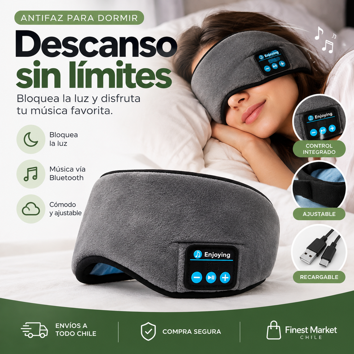 Antifaz para Dormir Bluetooth