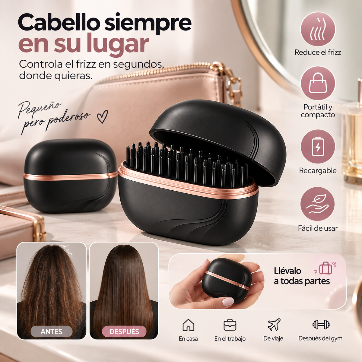 Peine Antifrizz Portátil